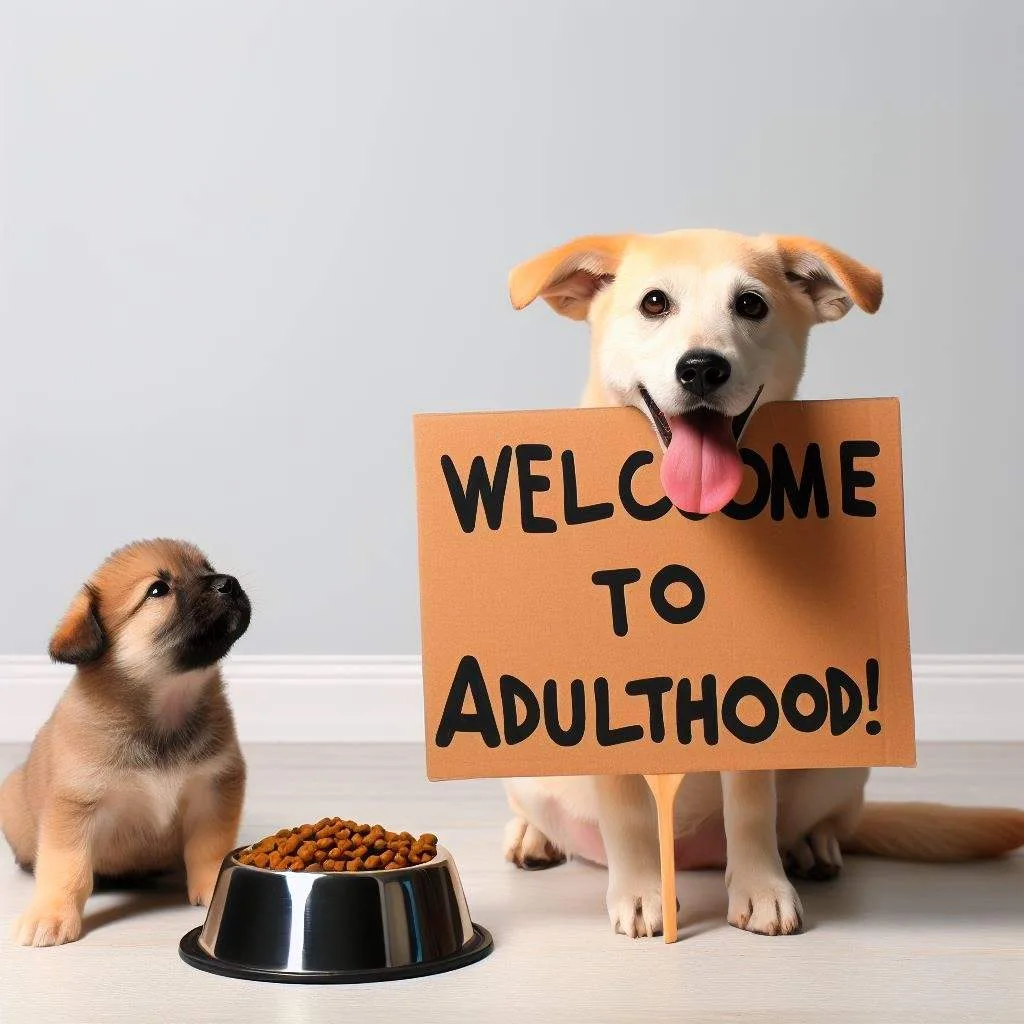 when to switch puppy food to adult food
