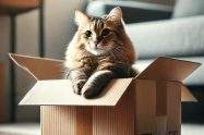 cat loves cardboard boxes