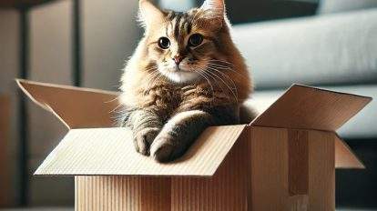 cat loves cardboard boxes