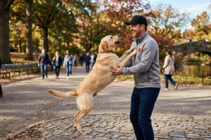dog jumping on people