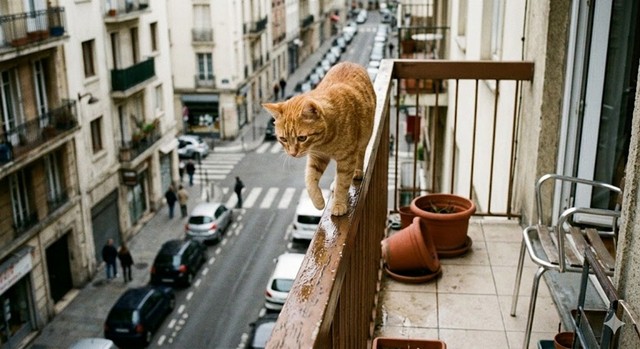 cat on balcony safety hazard