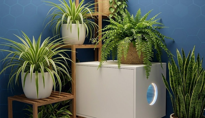 hide cat litter box behind plants