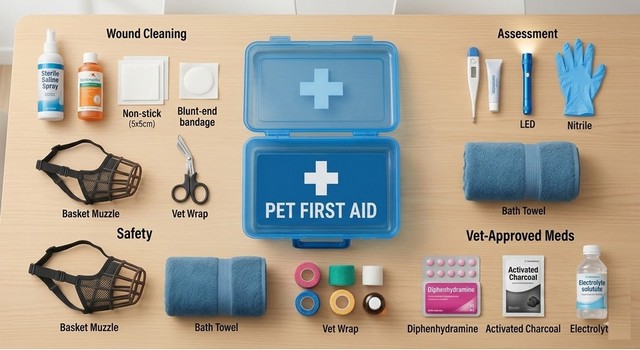 core items in pet first aid kit 
